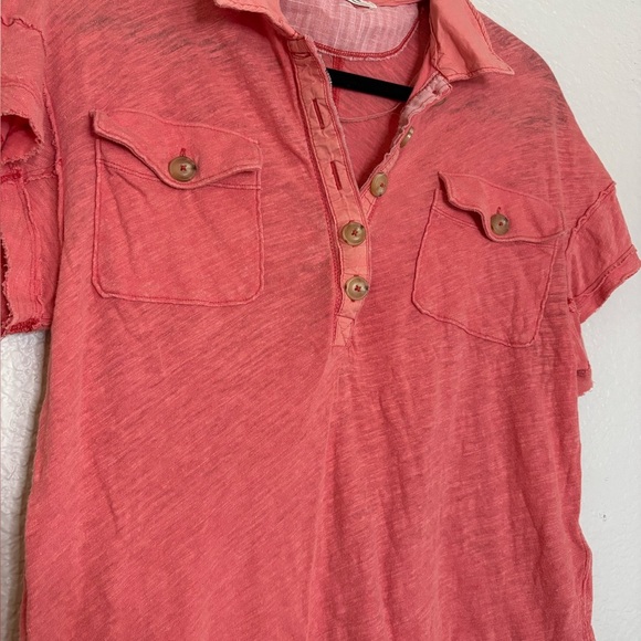 We the Free Free People Pink Graceland Linen Blend Tee Shirt Small - Picture 5 of 9